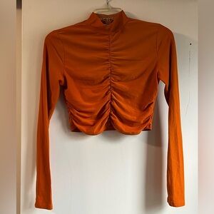 Burnt Orange Y2K Ruched Crop Top Size XS Derek Heart